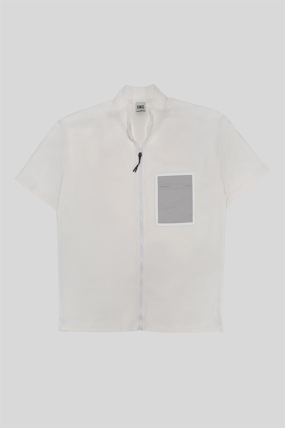 Fermuar Detaylı Bomber Yaka Flexi Baskılı Erkek T-shirt