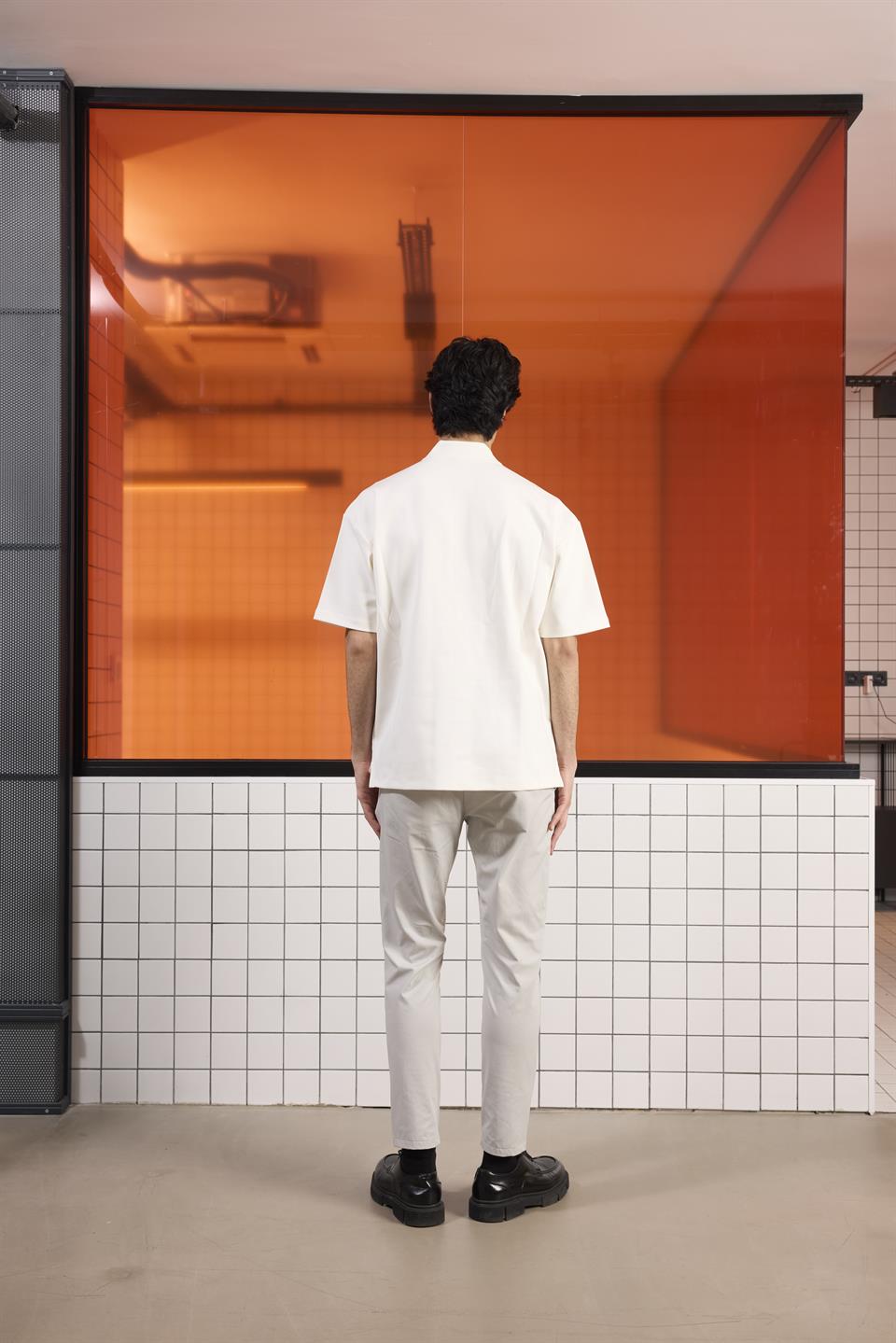 Fermuar Detaylı Bomber Yaka Flexi Baskılı Erkek T-shirt