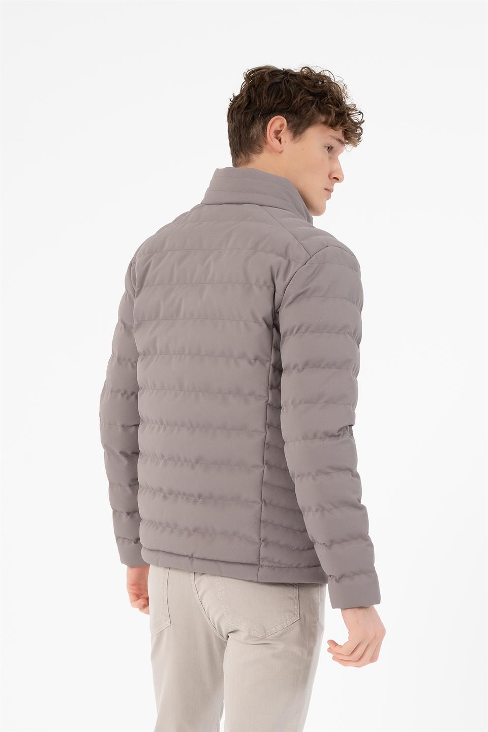 Fermuarlı Slim Fit Şişme Erkek Mont