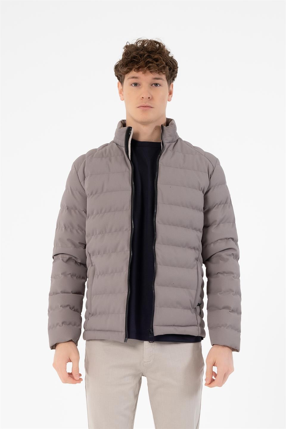 Fermuarlı Slim Fit Şişme Erkek Mont