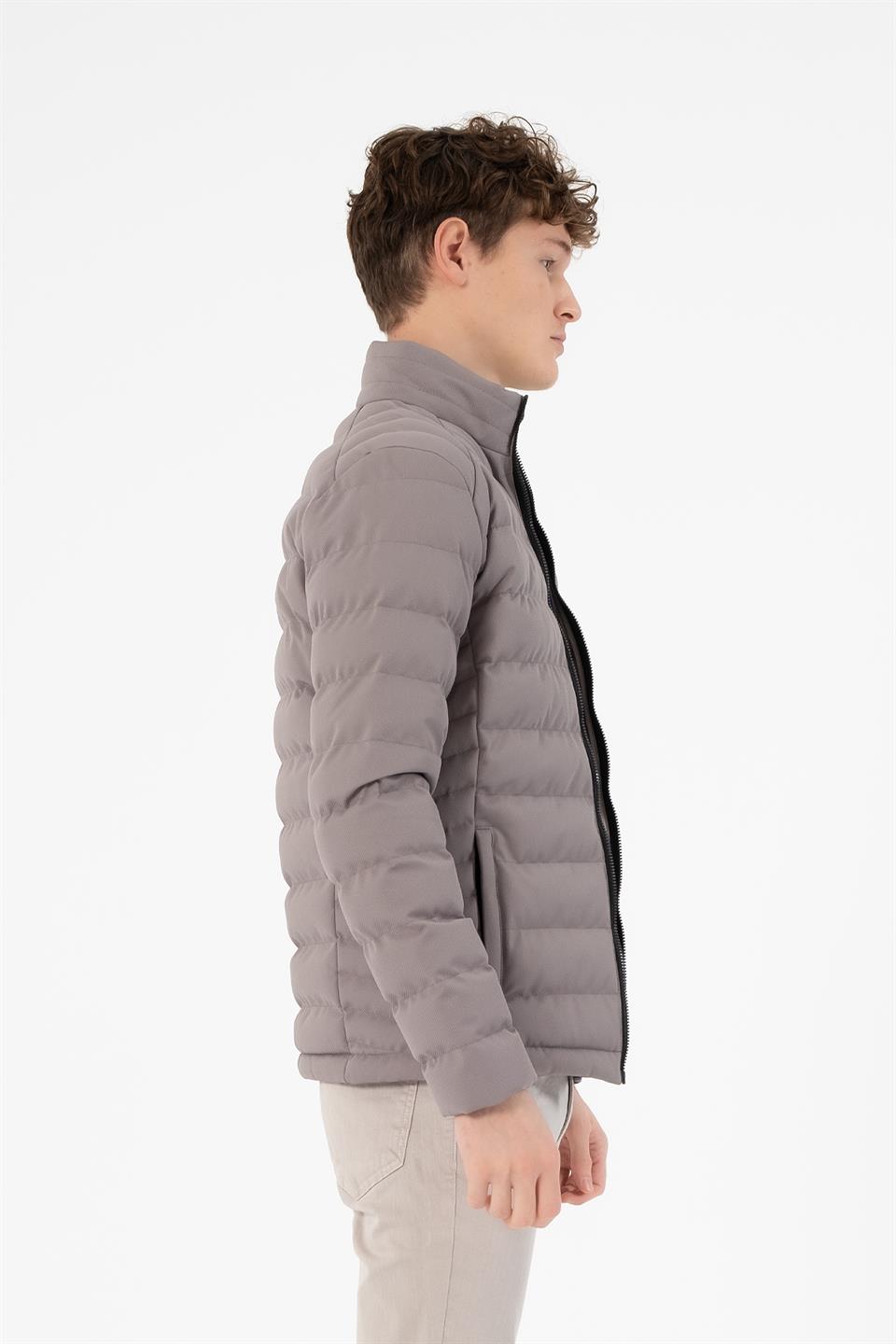 Fermuarlı Slim Fit Şişme Erkek Mont