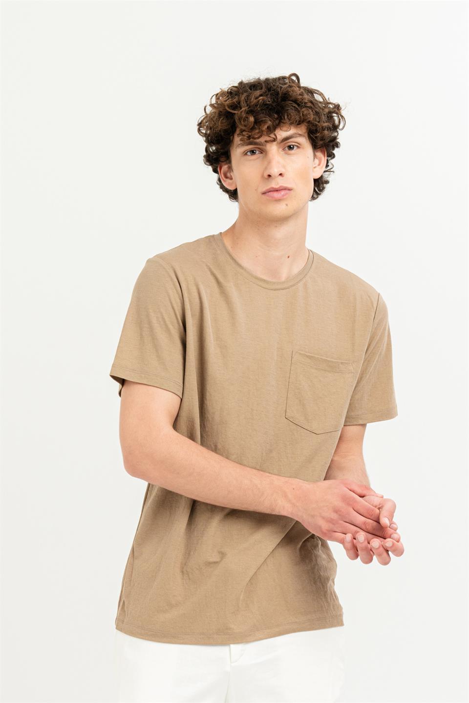 Göğüs Cepli Bisiklet Yaka Slim Fit Erkek T-shirt