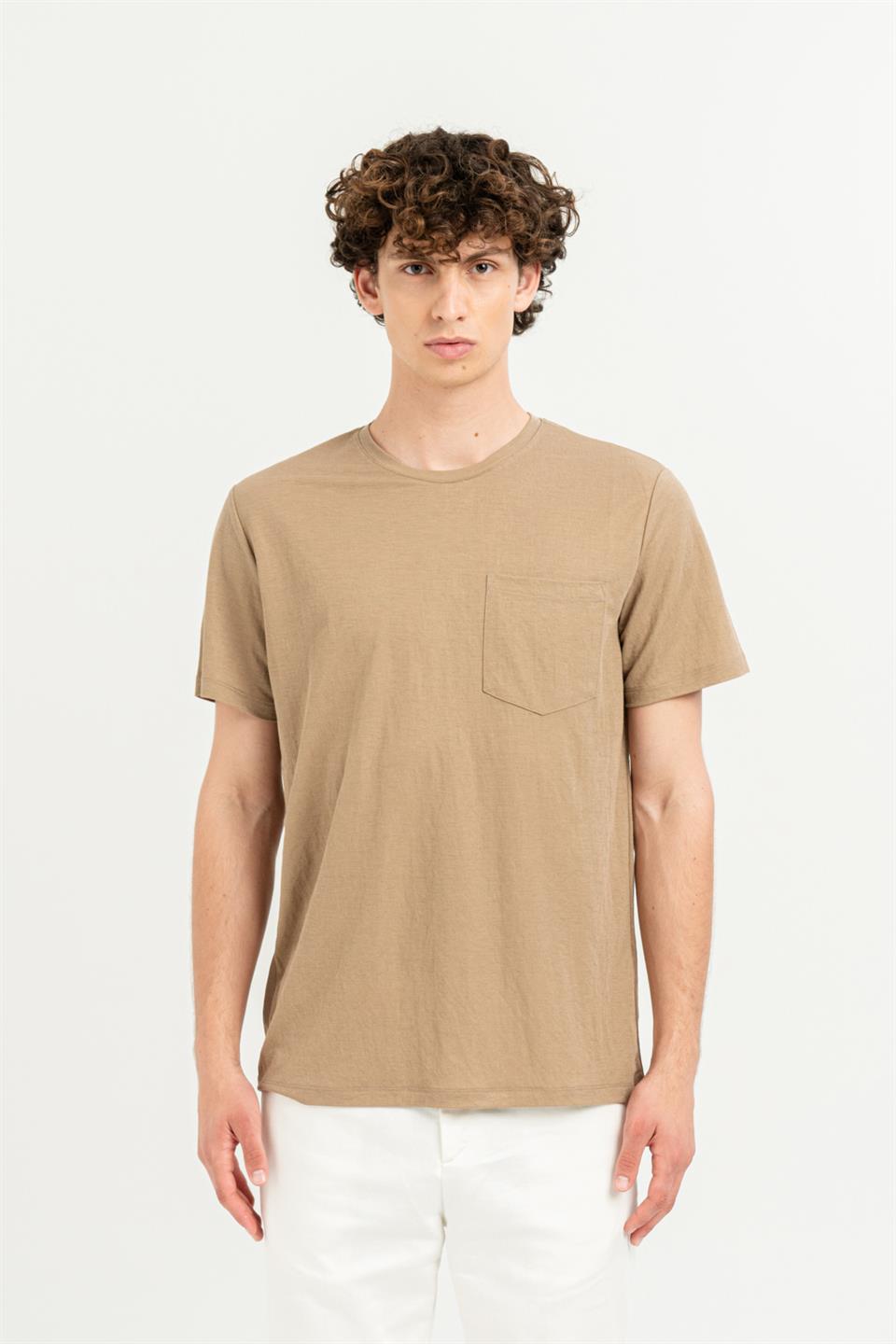 Göğüs Cepli Bisiklet Yaka Slim Fit Erkek T-shirt