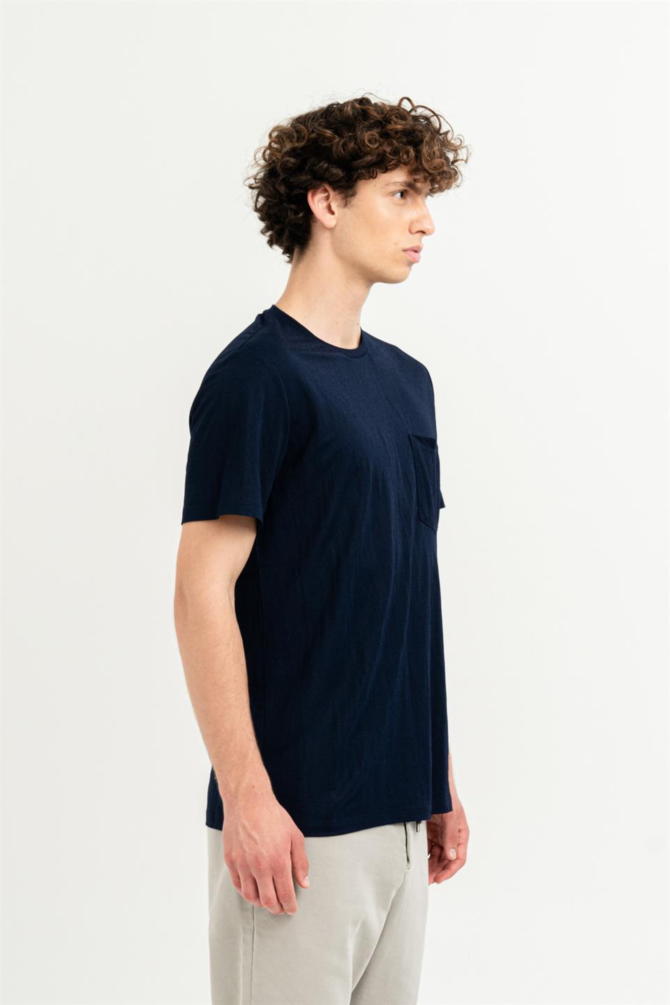 Göğüs Cepli Bisiklet Yaka Slim Fit Erkek T-shirt