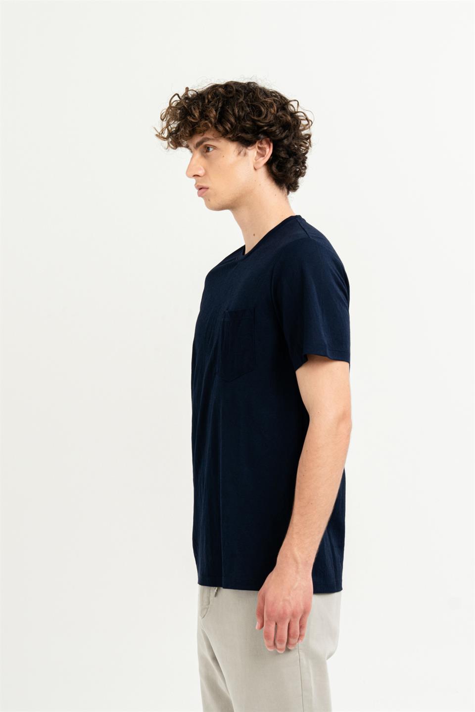 Göğüs Cepli Bisiklet Yaka Slim Fit Erkek T-shirt