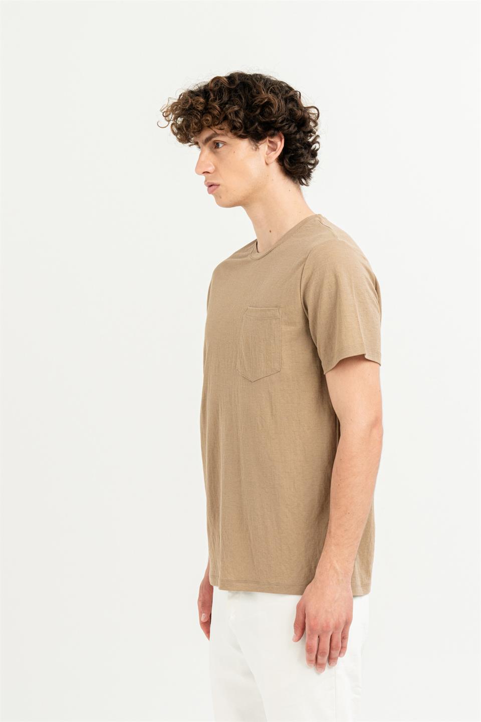 Göğüs Cepli Bisiklet Yaka Slim Fit Erkek T-shirt