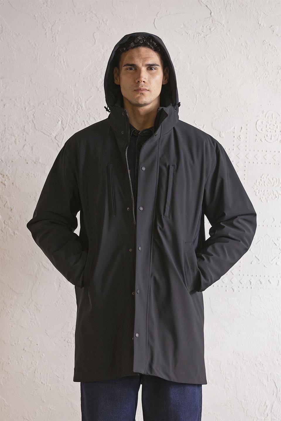 Kapüşonlu Çıtçıt Detaylı Casual Erkek Kaban