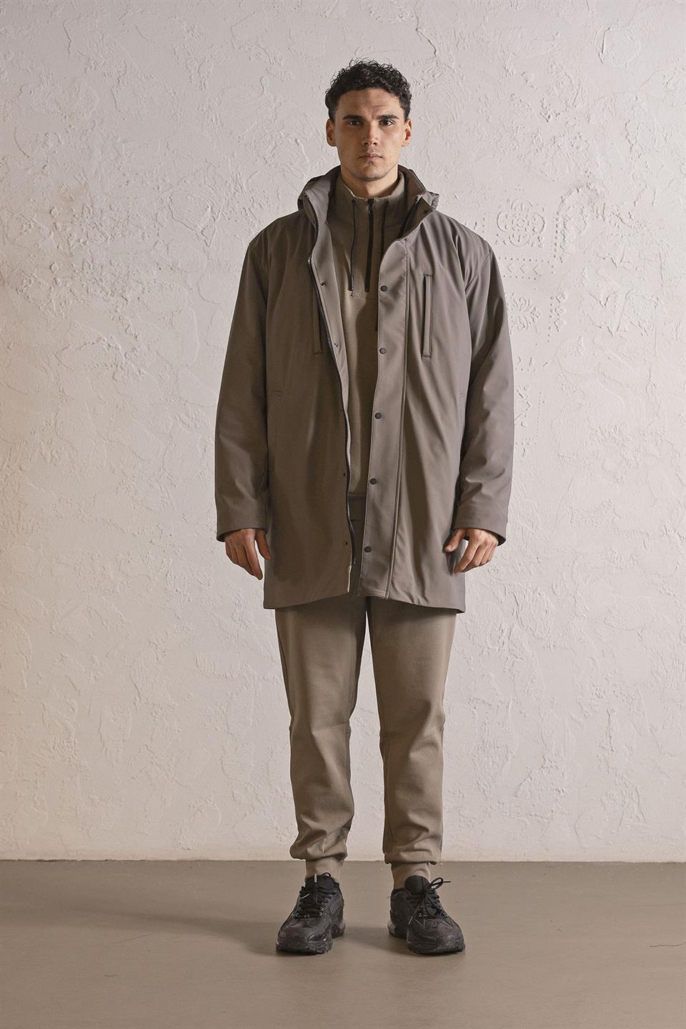 Kapüşonlu Çıtçıt Detaylı Casual Erkek Kaban