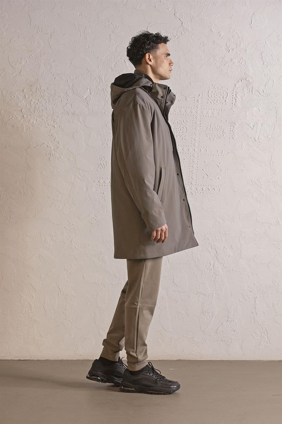 Kapüşonlu Çıtçıt Detaylı Casual Erkek Kaban