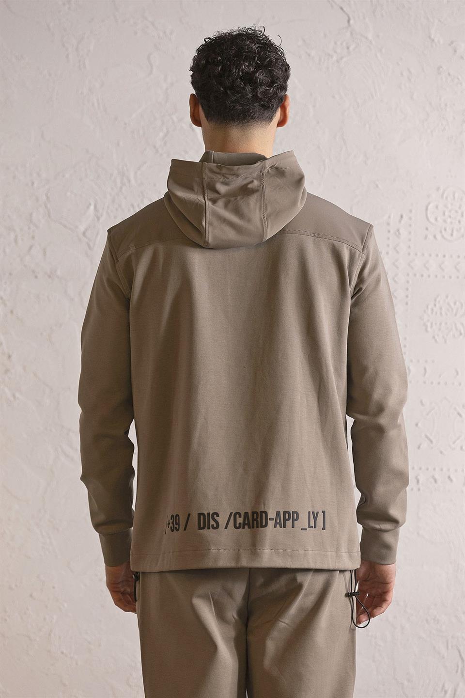 Kapüşonlu Çıtçıt ve Fermuar Detaylı Kanguru Cepli Erkek Sweatshirt