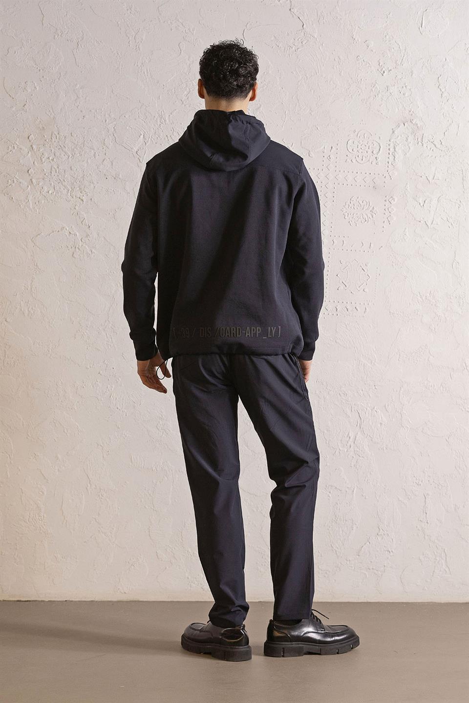 Kapüşonlu Çıtçıt ve Fermuar Detaylı Kanguru Cepli Erkek Sweatshirt