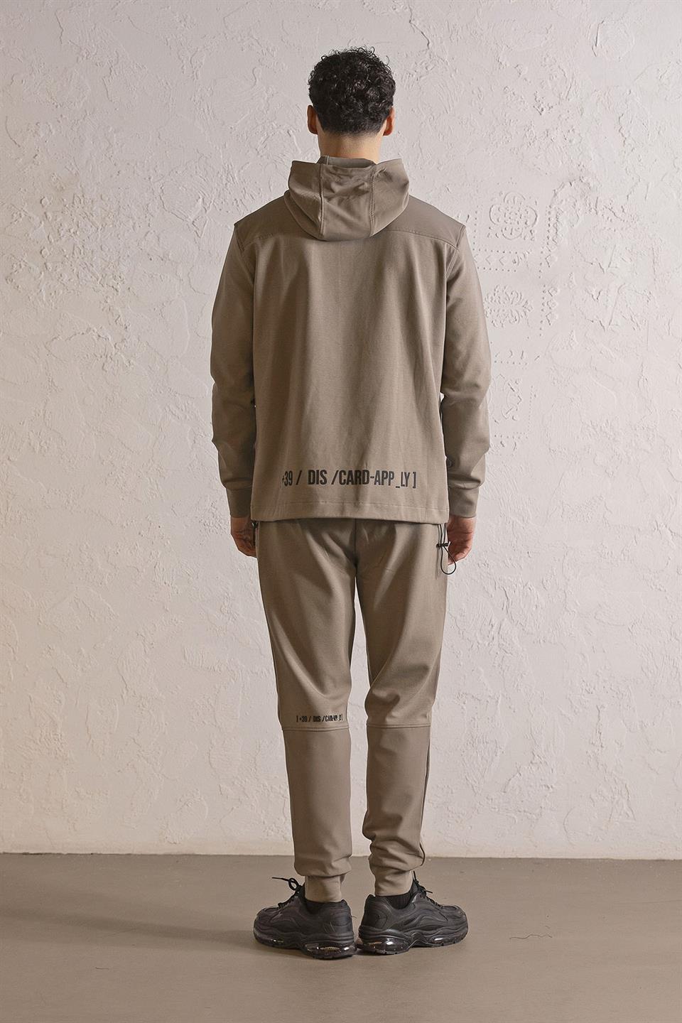 Kapüşonlu Çıtçıt ve Fermuar Detaylı Kanguru Cepli Erkek Sweatshirt