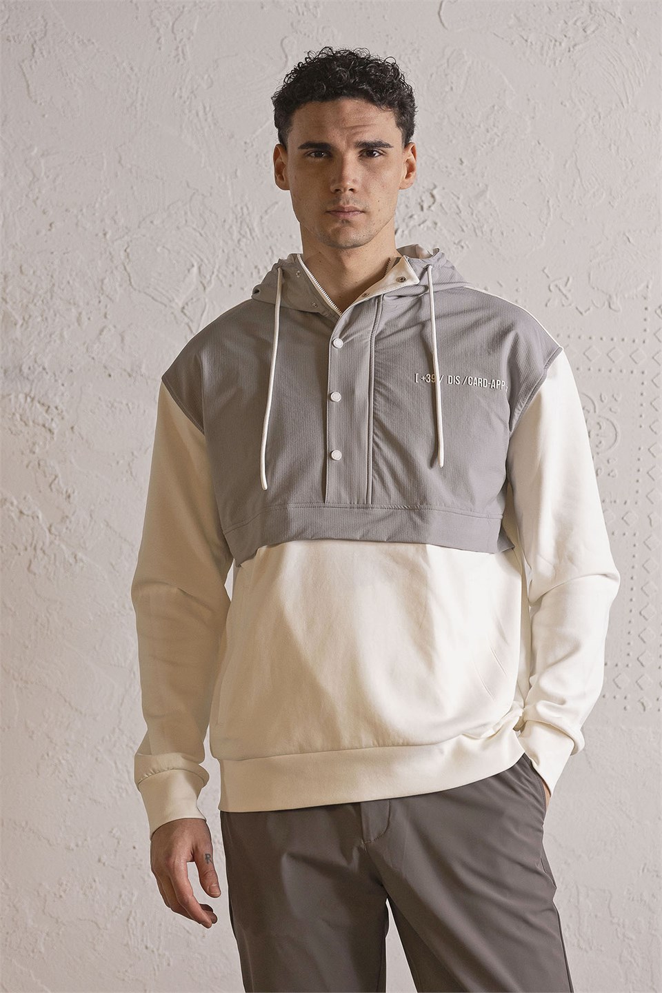 Kapüşonlu Fermuar ve Çıtçıt Detaylı Garnili Erkek Sweatshirt