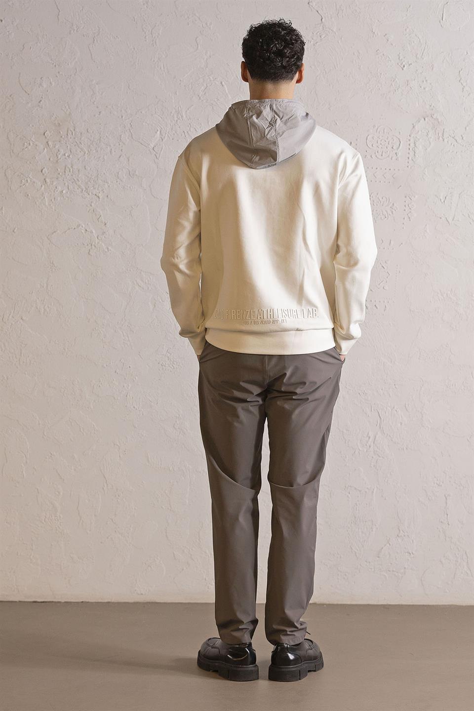 Kapüşonlu Fermuar ve Çıtçıt Detaylı Garnili Erkek Sweatshirt