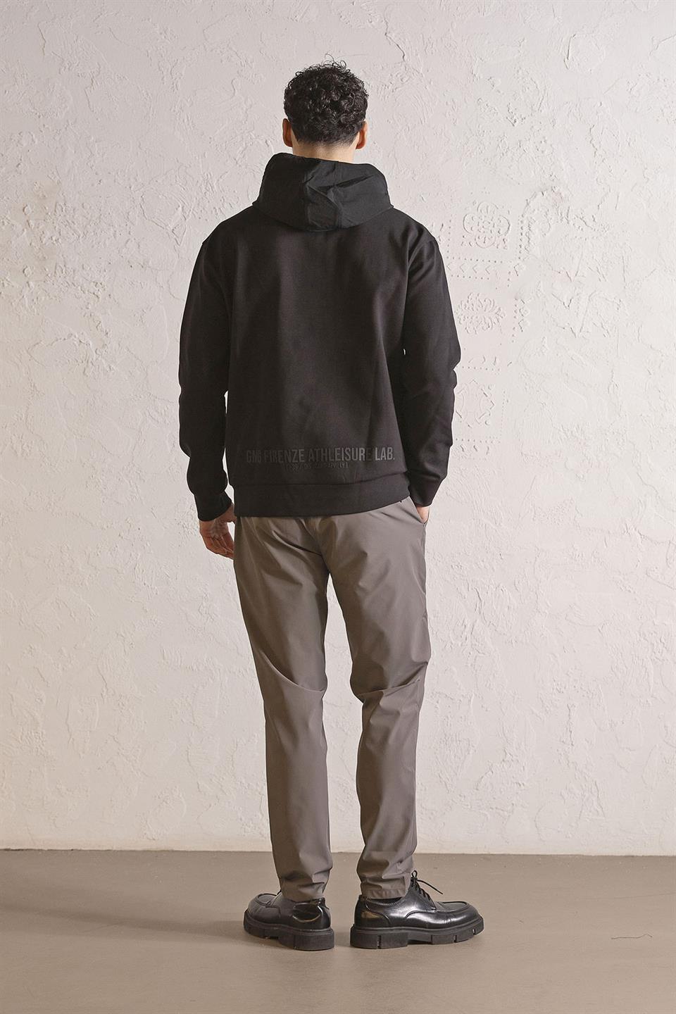 Kapüşonlu Fermuar ve Çıtçıt Detaylı Garnili Erkek Sweatshirt
