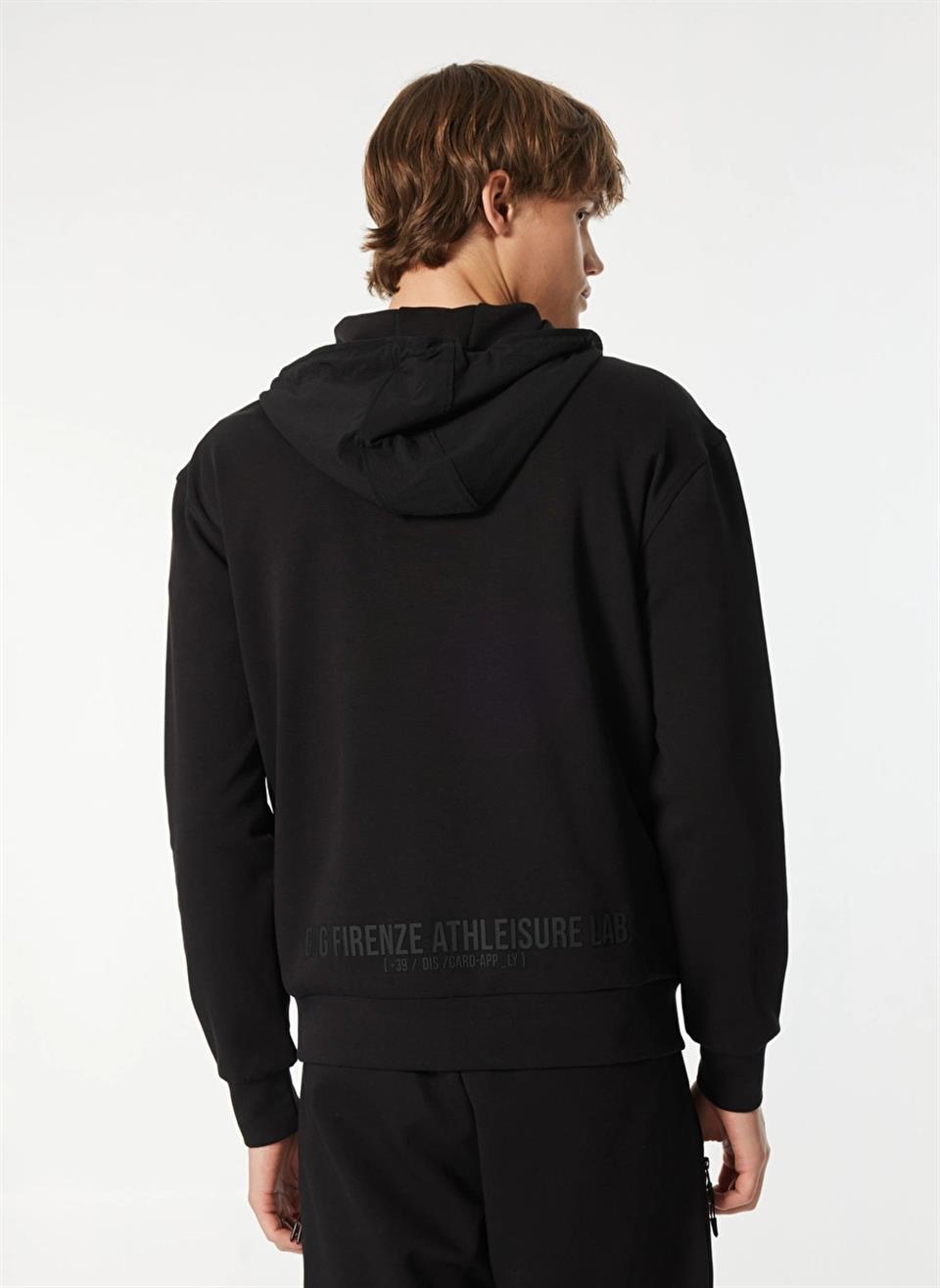 Kapüşonlu Fermuar vet Çıtçıt Kapamalı Garnili Erkek Sweatshirt