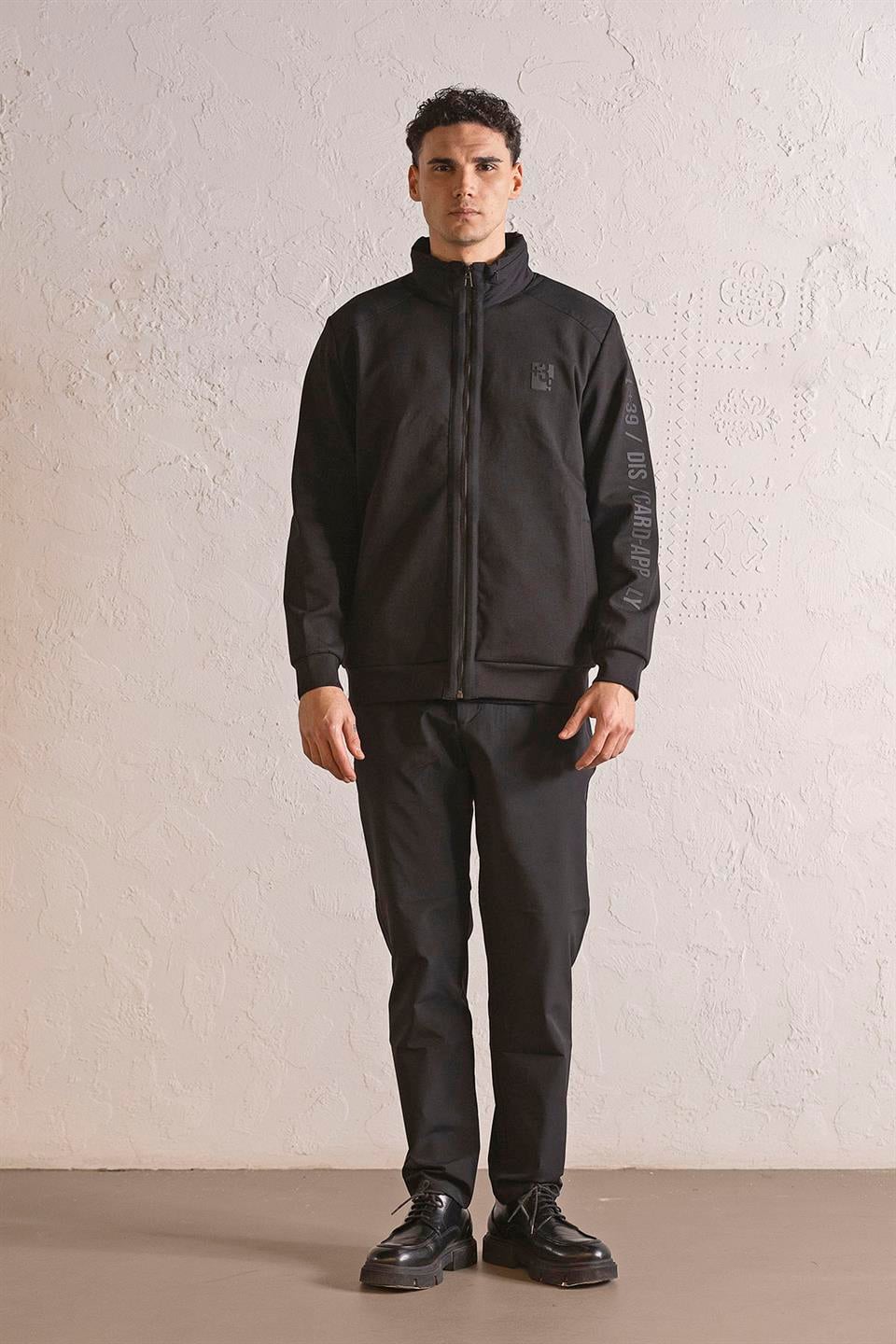 Kapüşonlu Fermuarlı Garni Detaylı Erkek Sweatshirt