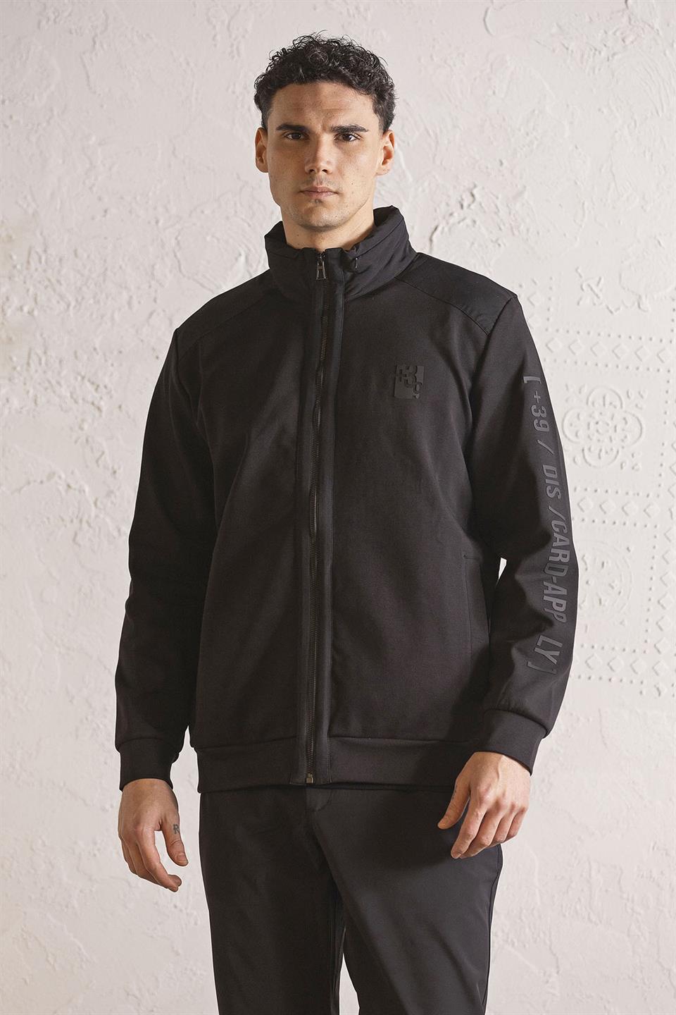 Kapüşonlu Fermuarlı Garni Detaylı Erkek Sweatshirt