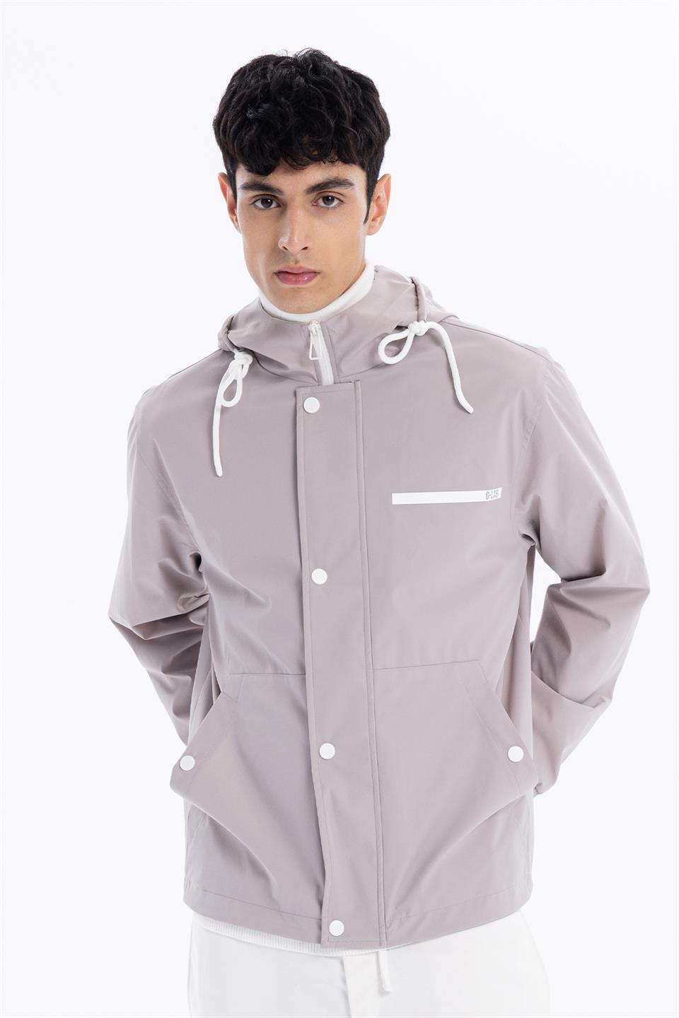 Kapüşonlu Göğsü Flexsi  Erkek Mont