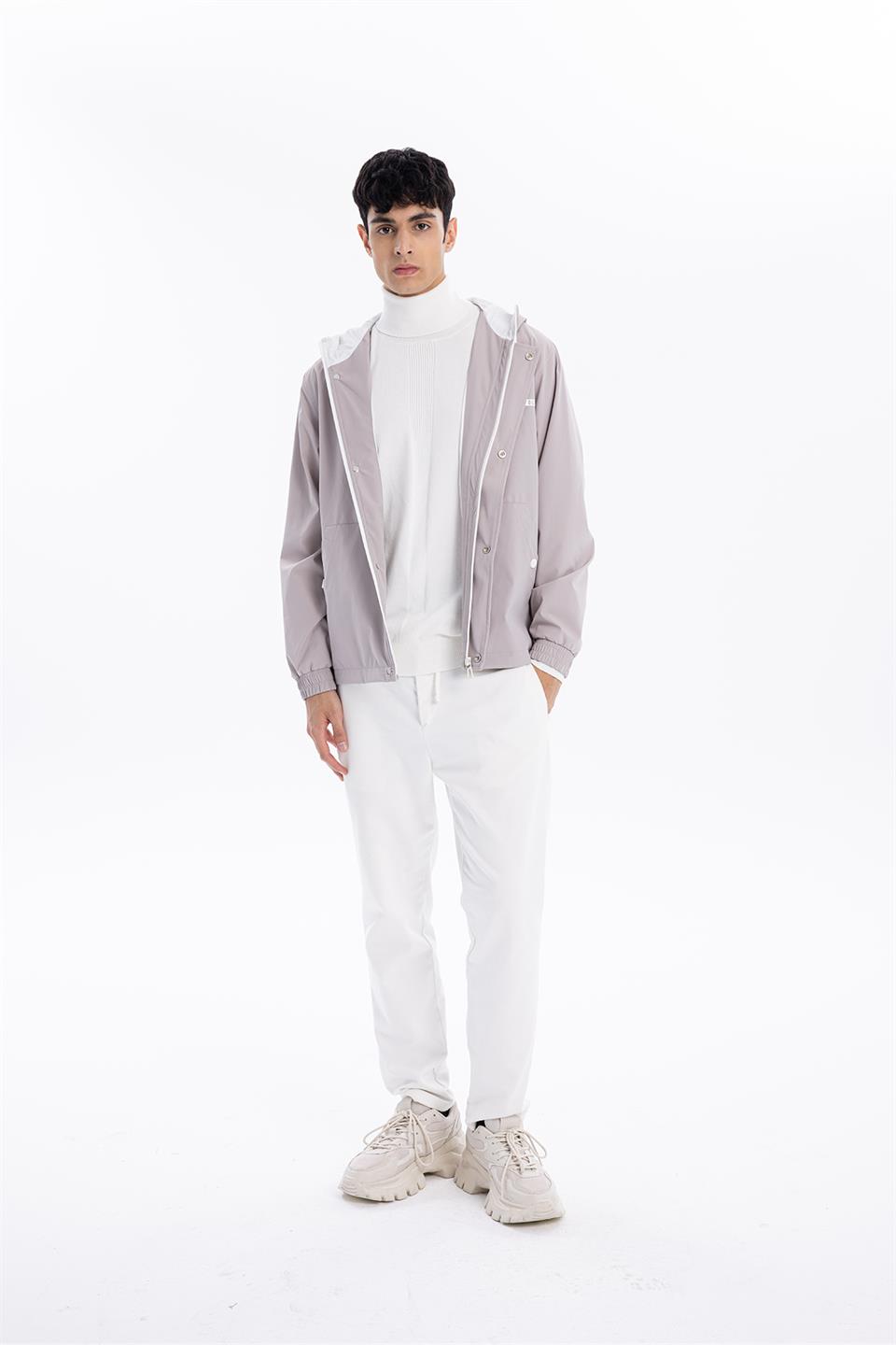 Kapüşonlu Göğsü Flexsi  Erkek Mont