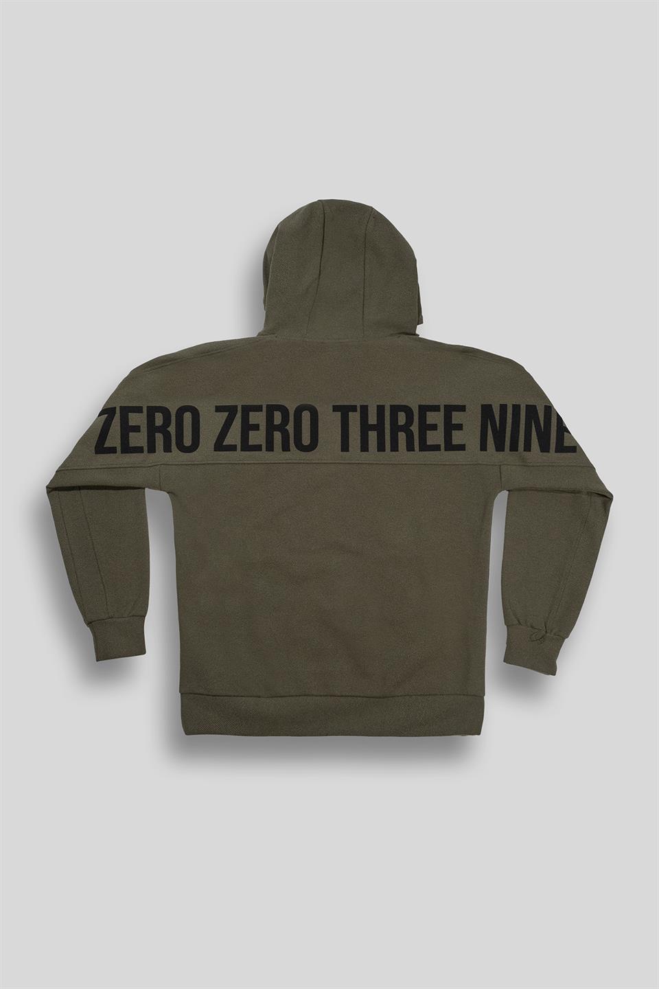 Kapüşonlu Sırtı Zero Baskılı Diagonel Sweatshirt