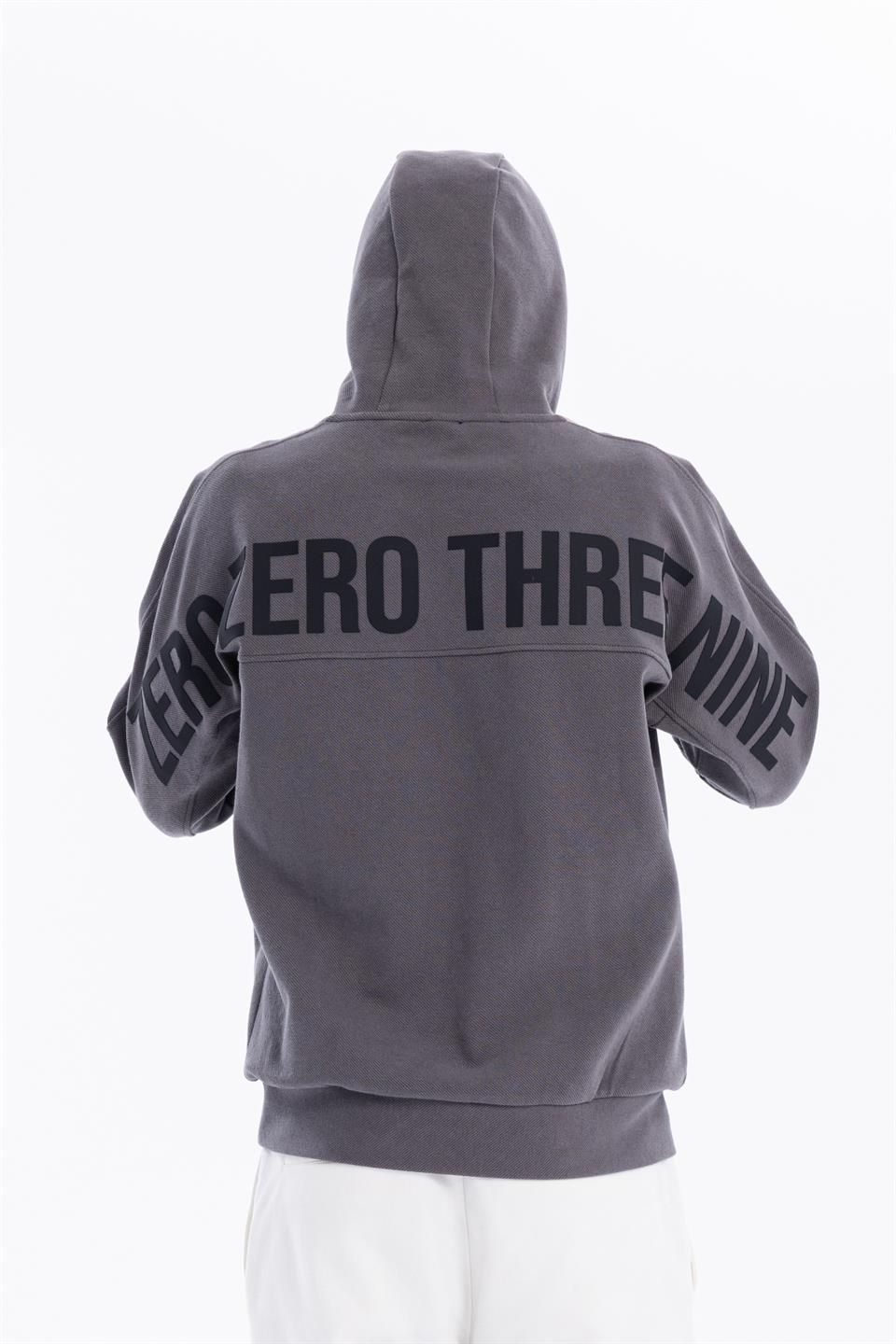 Kapüşonlu Sırtı Zero Baskılı Diagonel Sweatshirt