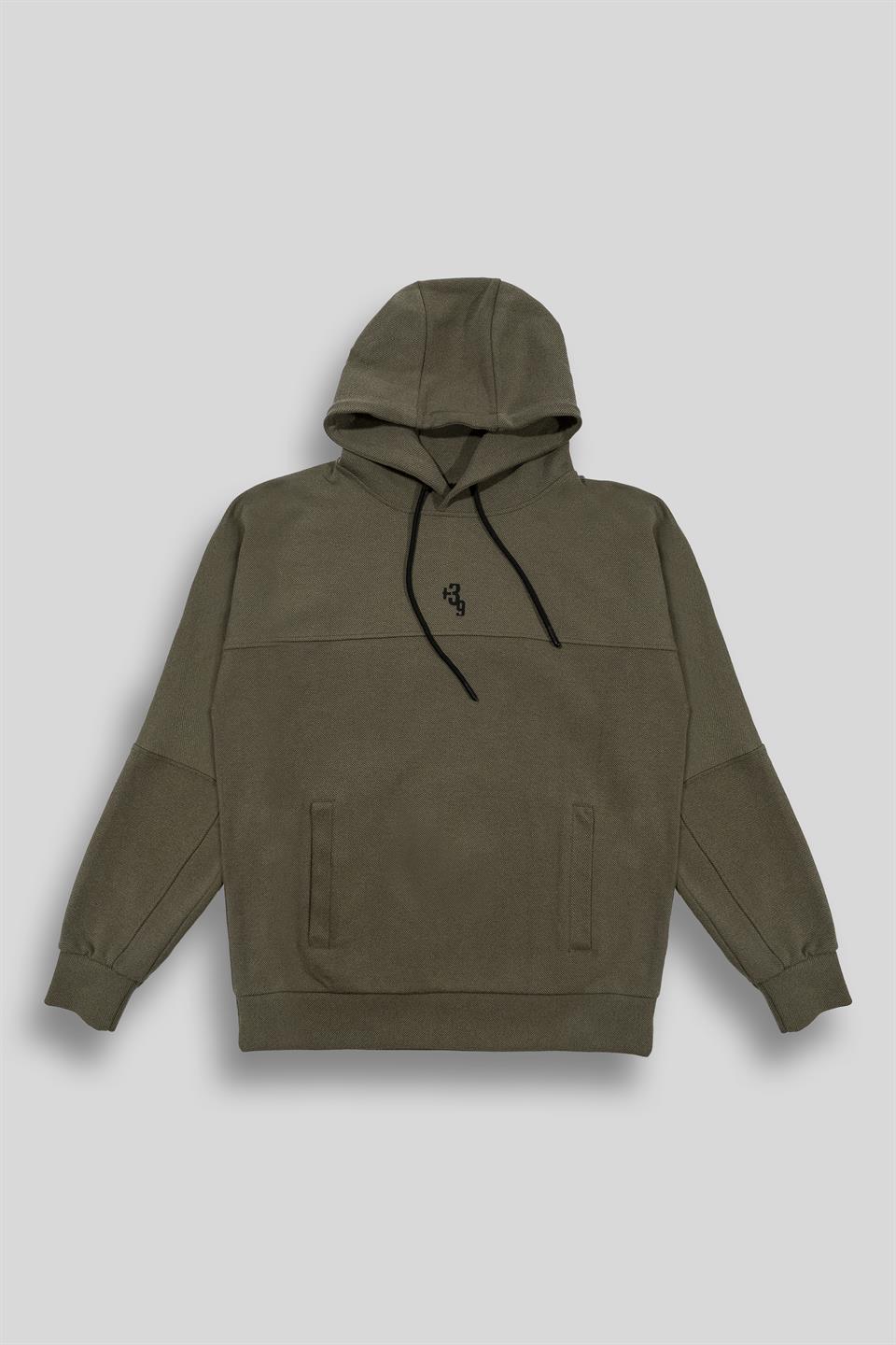 Kapüşonlu Sırtı Zero Baskılı Diagonel Sweatshirt