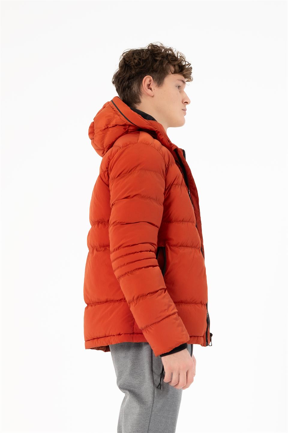 Kapüşonlu Slim Fit Erkek Mont