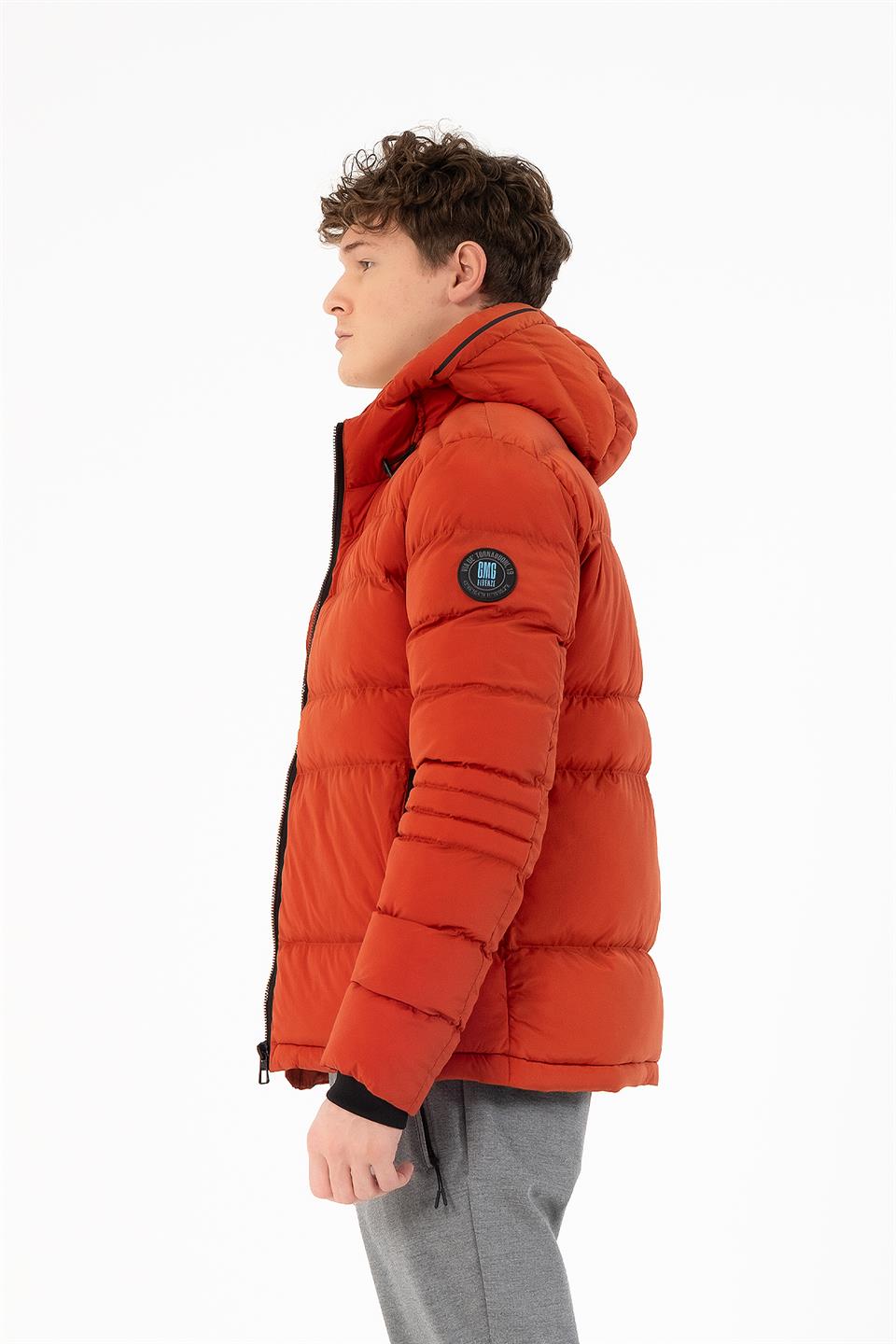 Kapüşonlu Slim Fit Erkek Mont