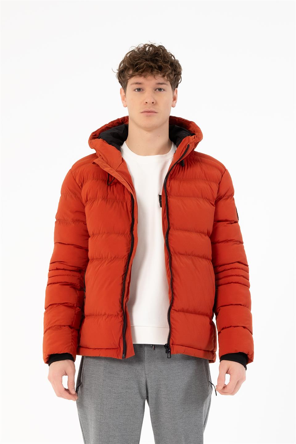 Kapüşonlu Slim Fit Erkek Mont