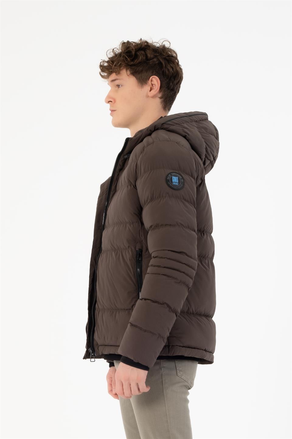 Kapüşonlu Slim Fit Erkek Mont
