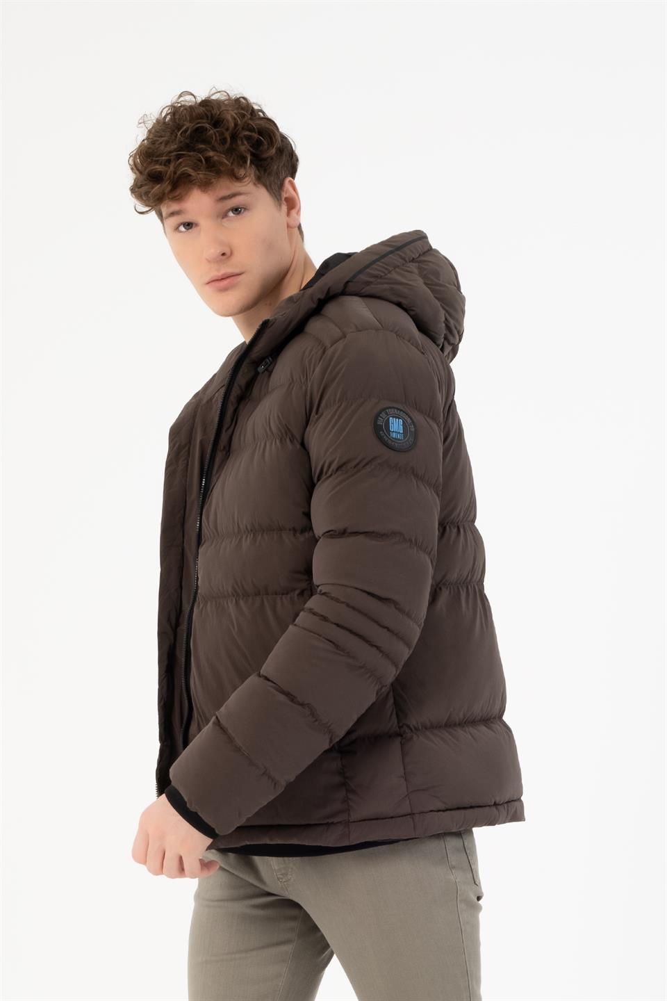 Kapüşonlu Slim Fit Erkek Mont