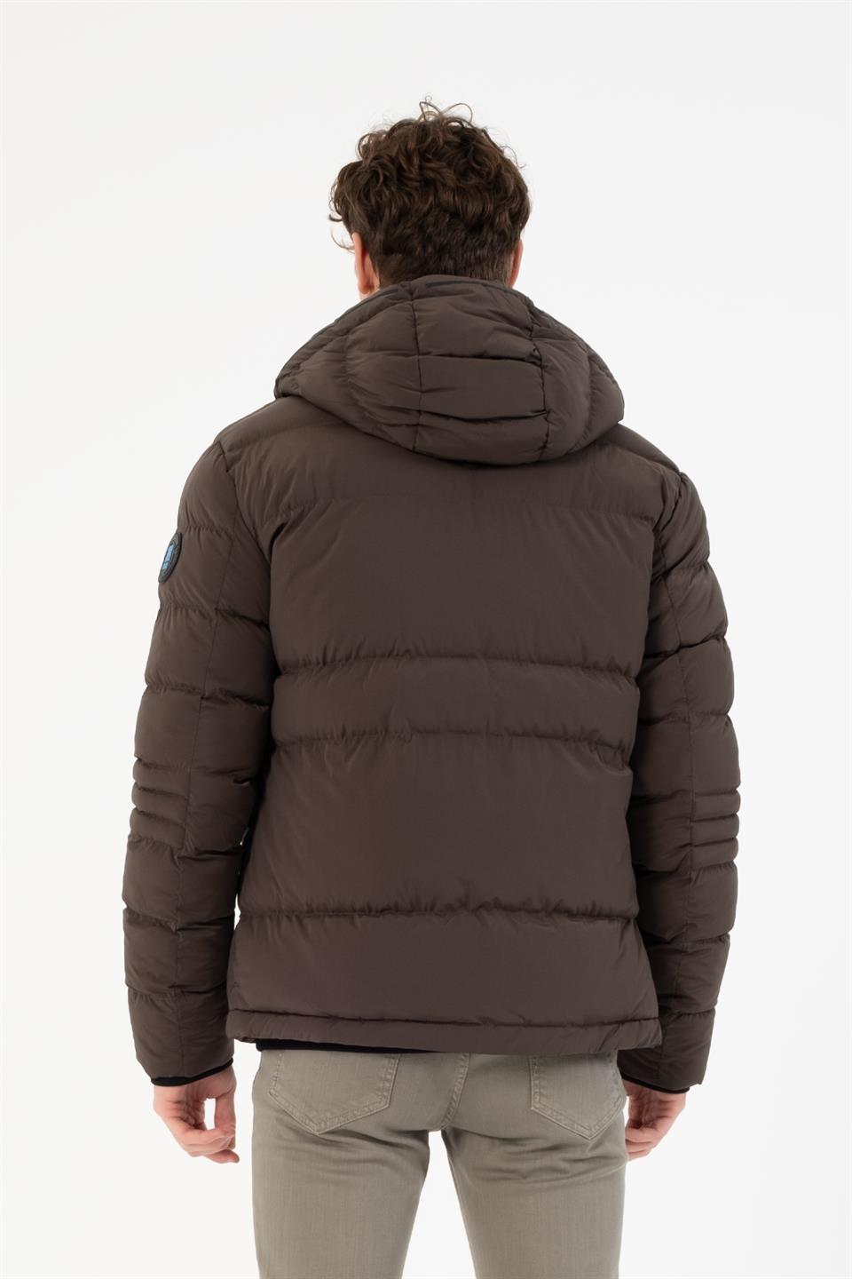 Kapüşonlu Slim Fit Erkek Mont