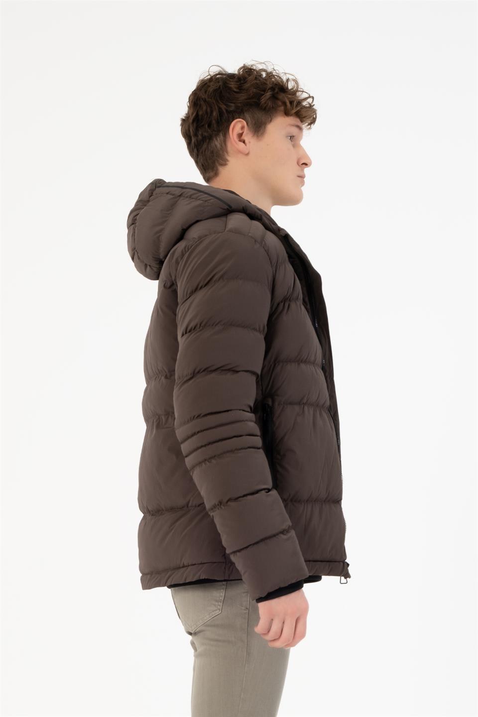 Kapüşonlu Slim Fit Erkek Mont