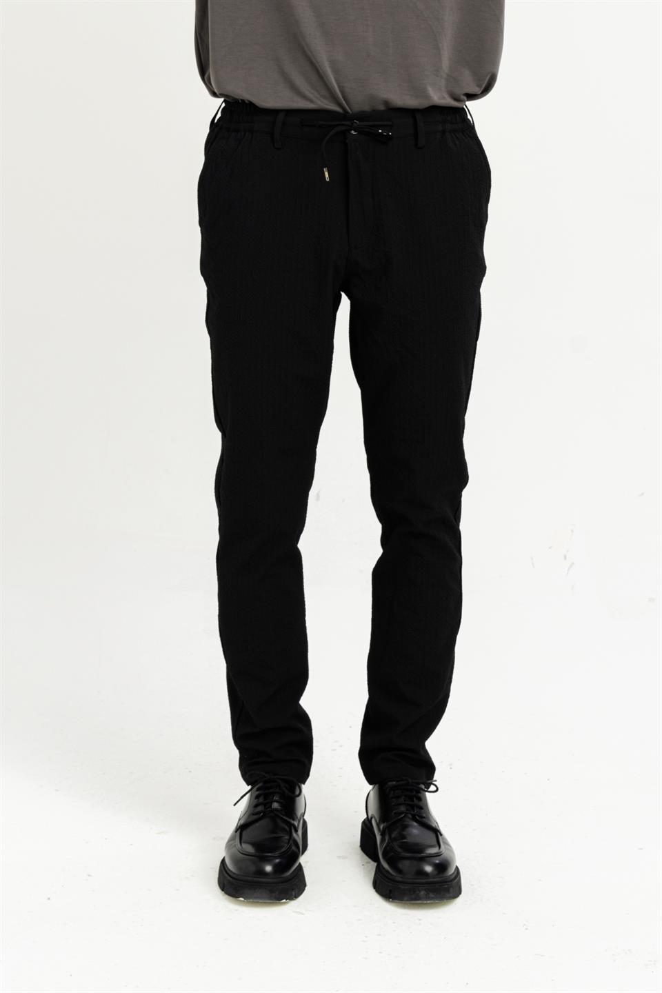 Kemeri Lastiki Arka Cebi Tek Fleto Teknik Jogger Slim Fit Erkek Pantolon