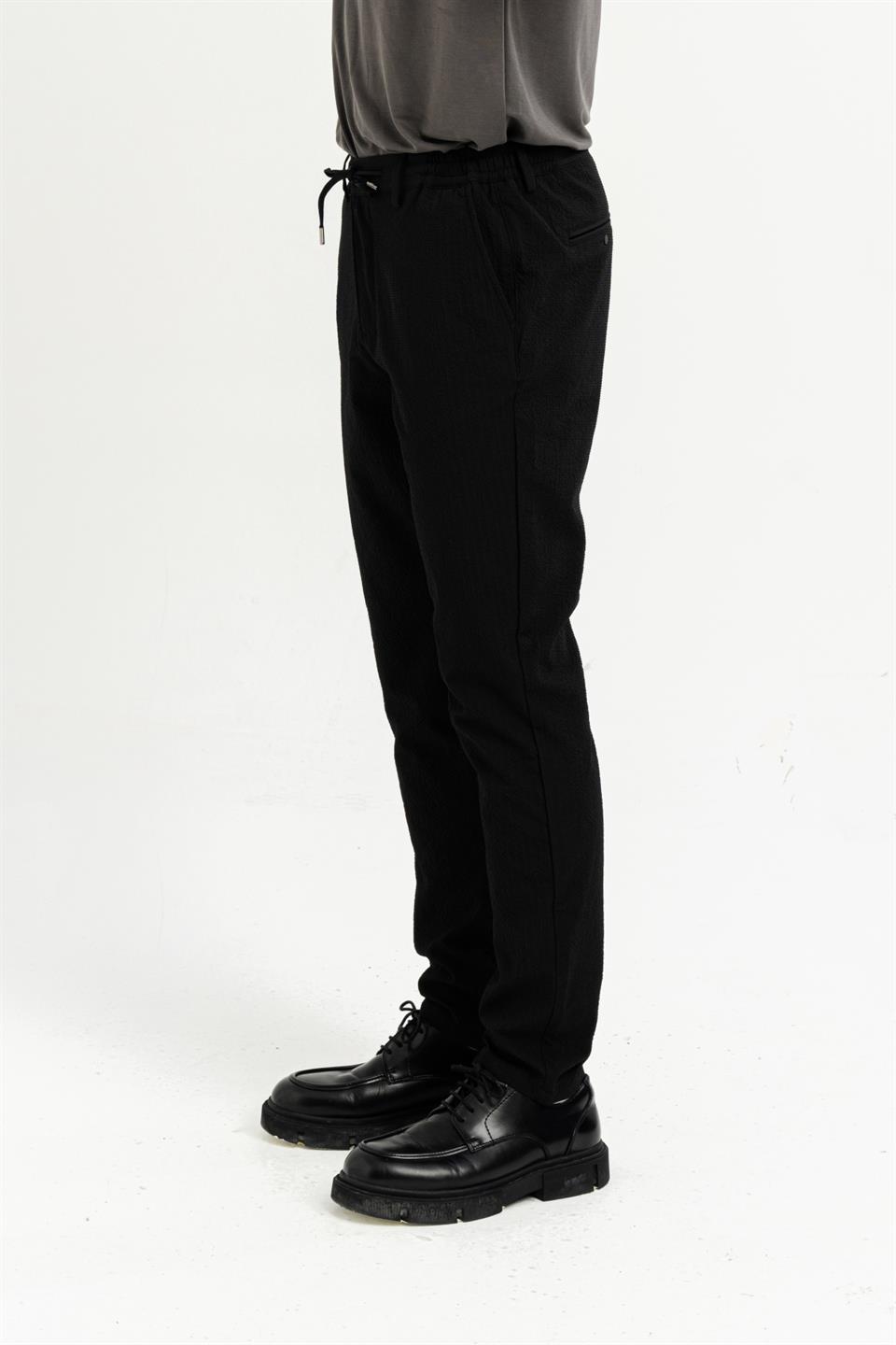 Kemeri Lastiki Arka Cebi Tek Fleto Teknik Jogger Slim Fit Erkek Pantolon