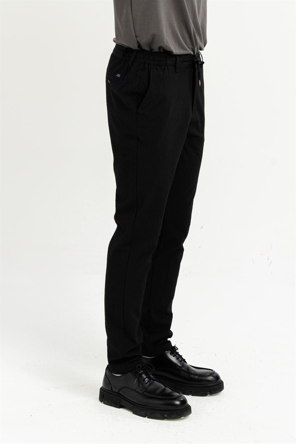 Kemeri Lastiki Arka Cebi Tek Fleto Teknik Jogger Slim Fit Erkek Pantolon