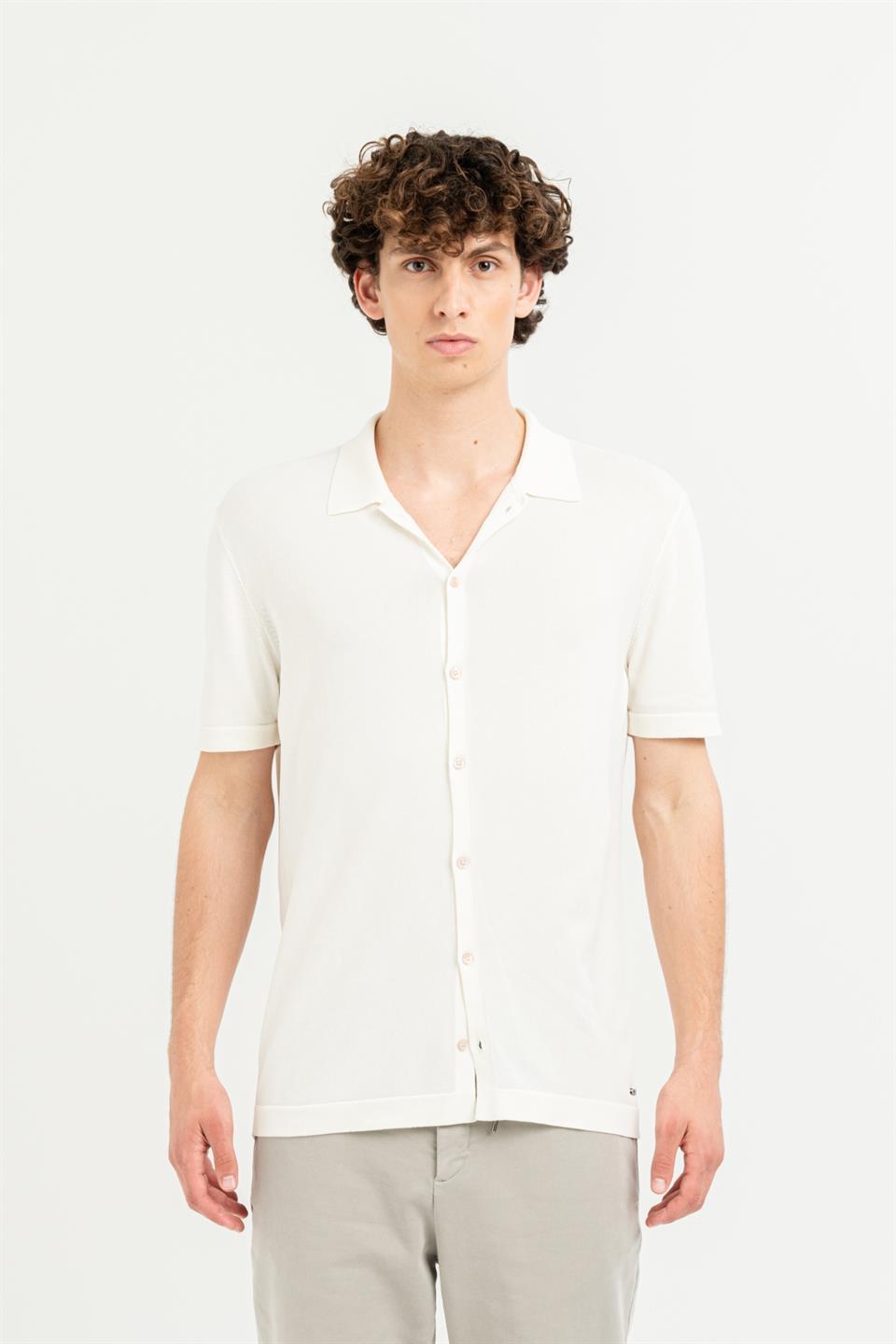 Kısa Kollu Slim Fit Triko Erkek Gömlek