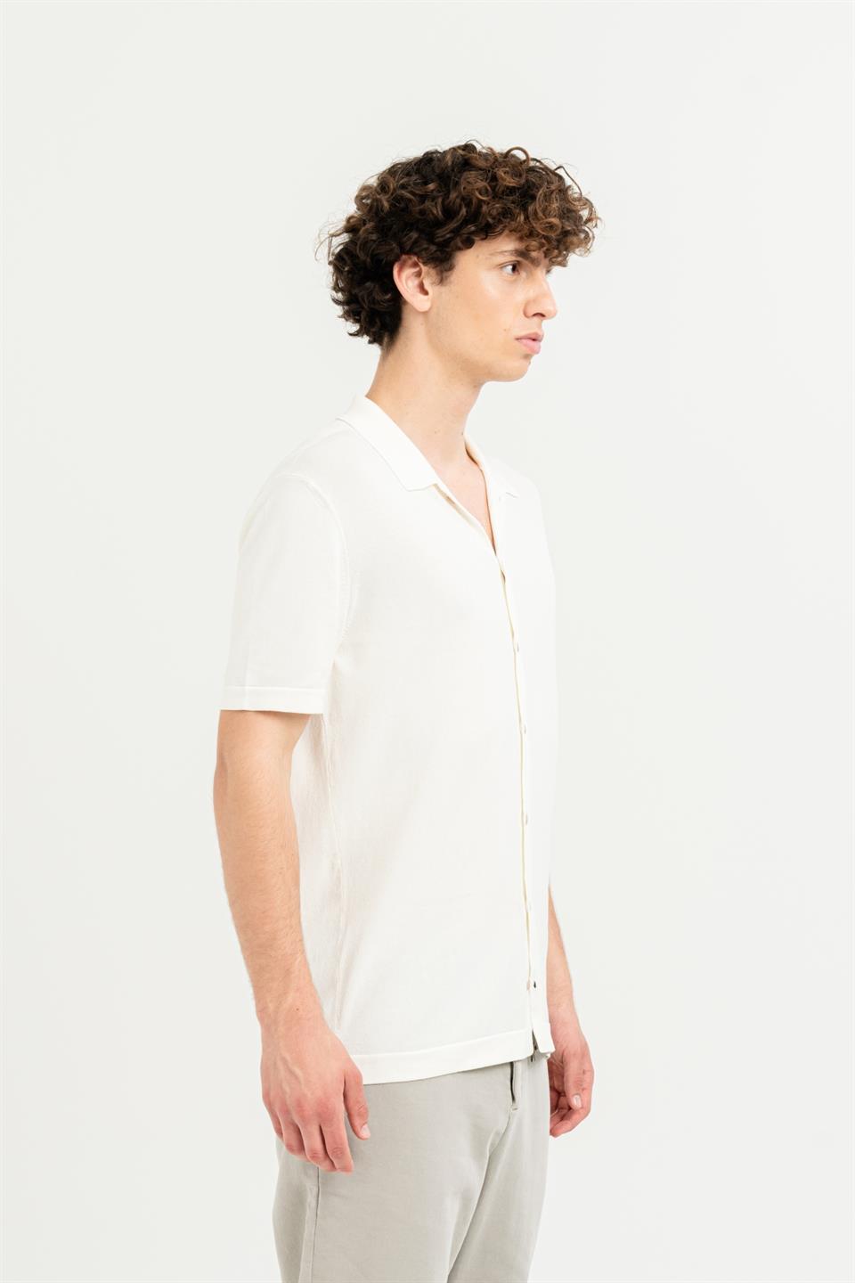Kısa Kollu Slim Fit Triko Erkek Gömlek