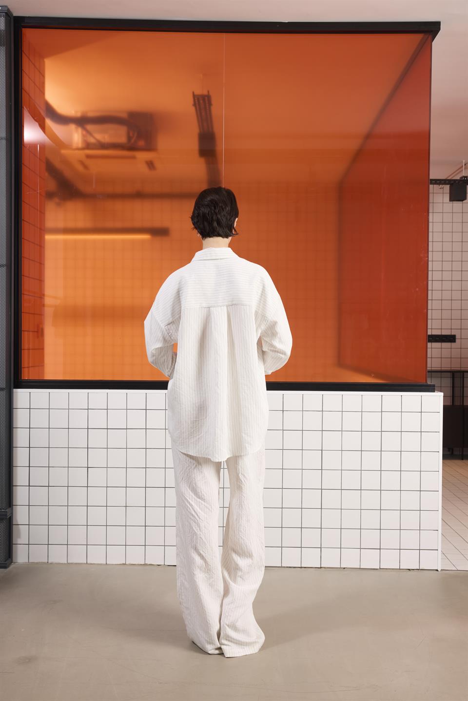 Uzun Kollu Çizgili Kadın Gömlek