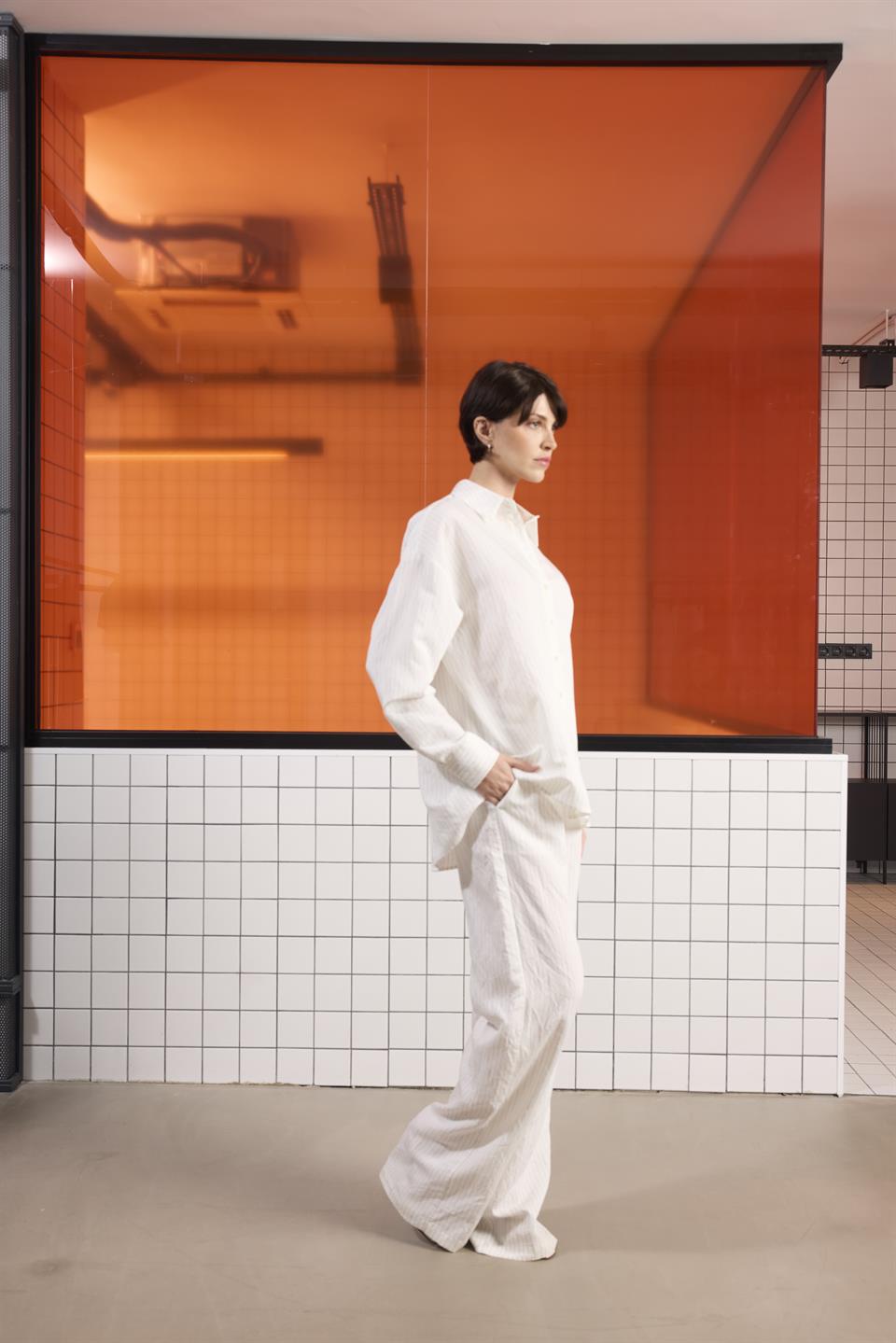 Uzun Kollu Çizgili Kadın Gömlek