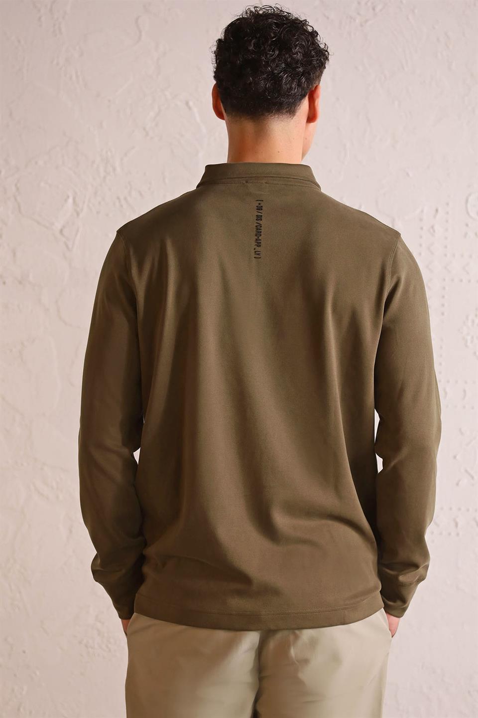 Polo Yaka Dikiş Detaylı Erkek Sweatshirt