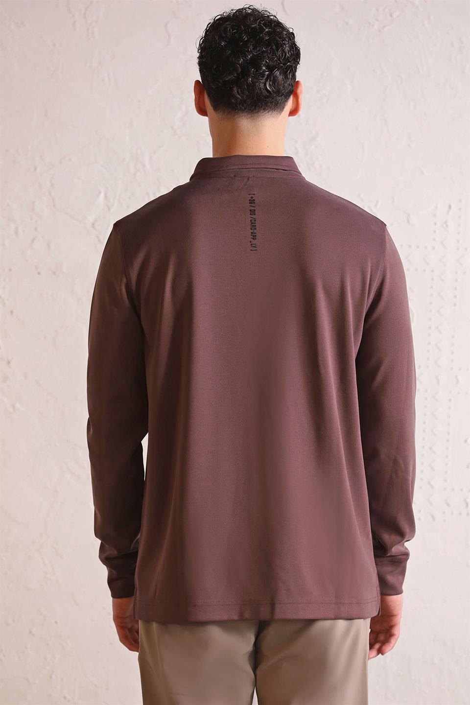 Polo Yaka Dikiş Detaylı Erkek Sweatshirt