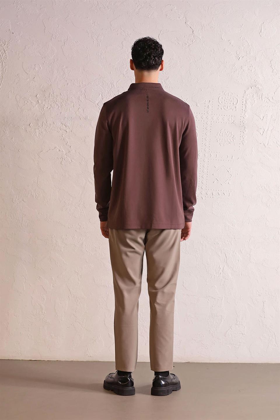 Polo Yaka Dikiş Detaylı Erkek Sweatshirt