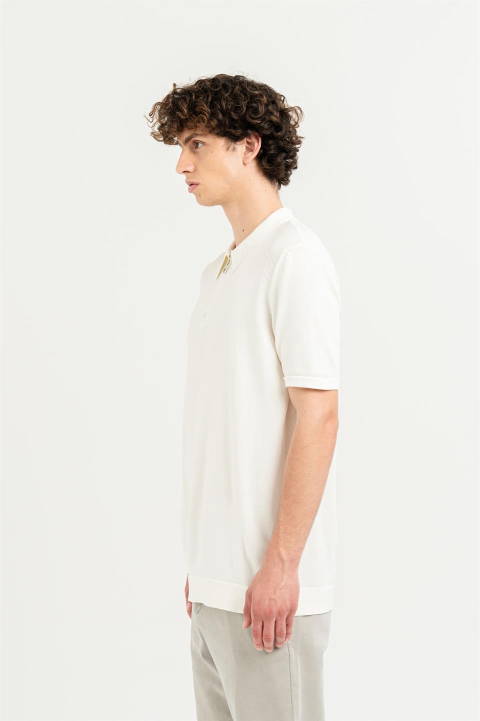 Polo Yaka Fermuarlı Kısa Kollu Slim Fit Erkek T-shirt