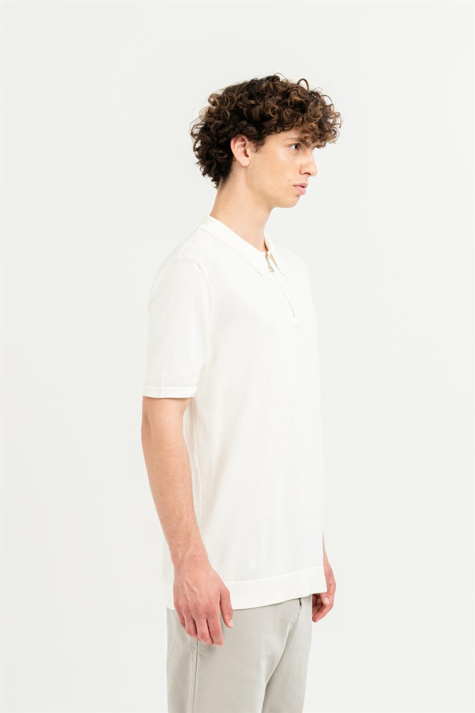 Polo Yaka Fermuarlı Kısa Kollu Slim Fit Erkek T-shirt