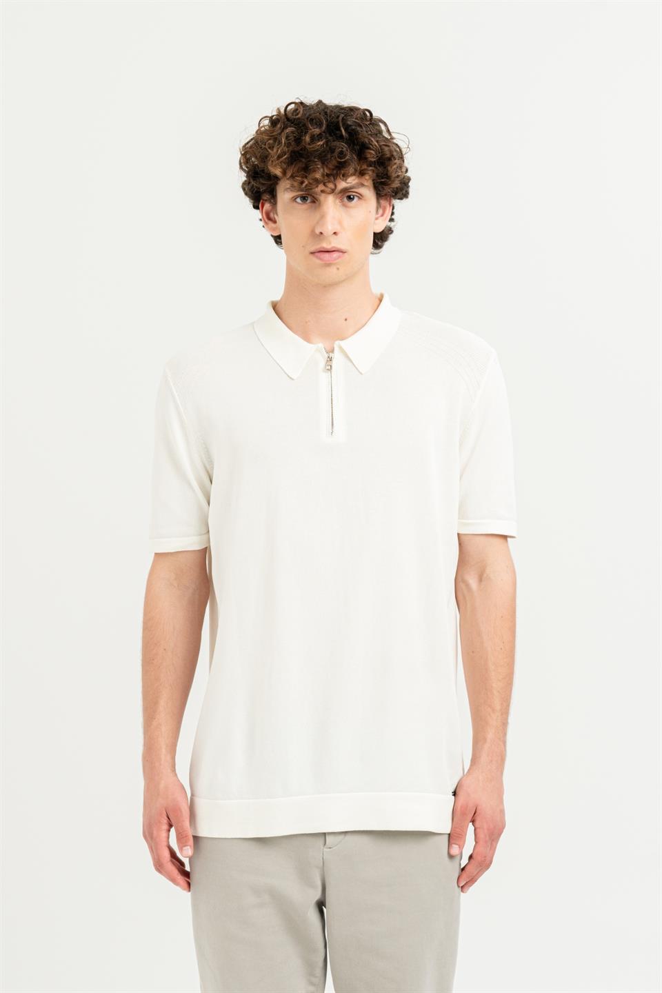 Polo Yaka Fermuarlı Kısa Kollu Slim Fit Erkek T-shirt