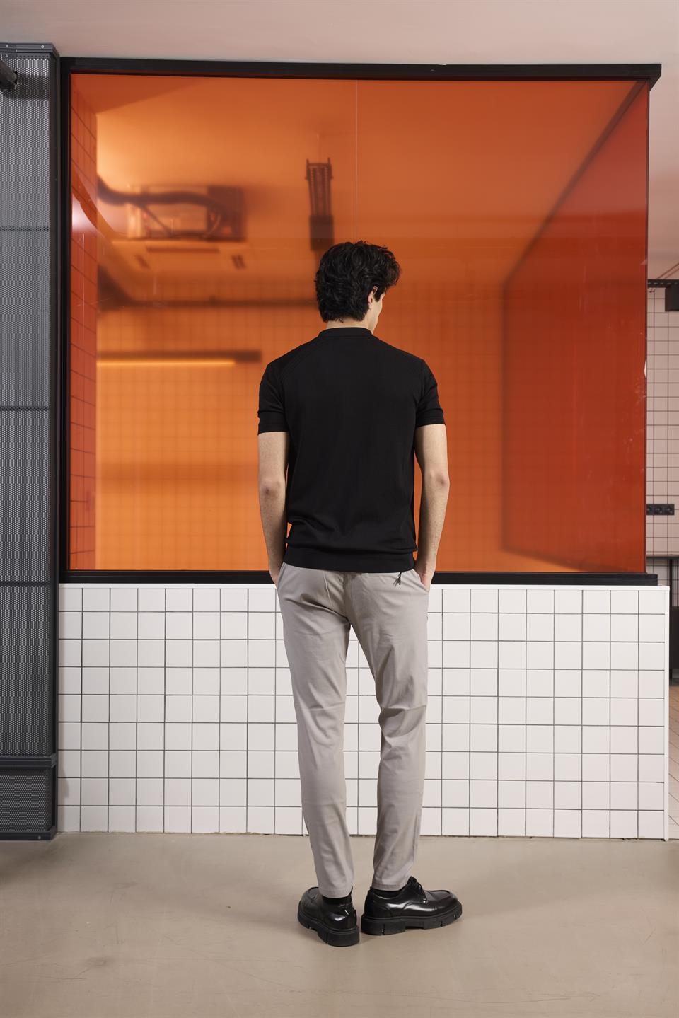 Polo Yaka Fermuarlı Slim Fit Triko Erkek Kazak