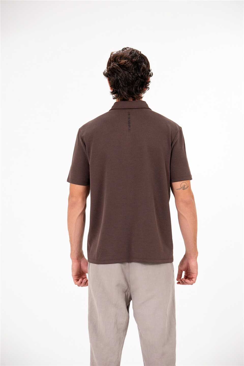 Polo Yaka Fermuarlı Sol Güğsü Baskılı Erkek T-shirt