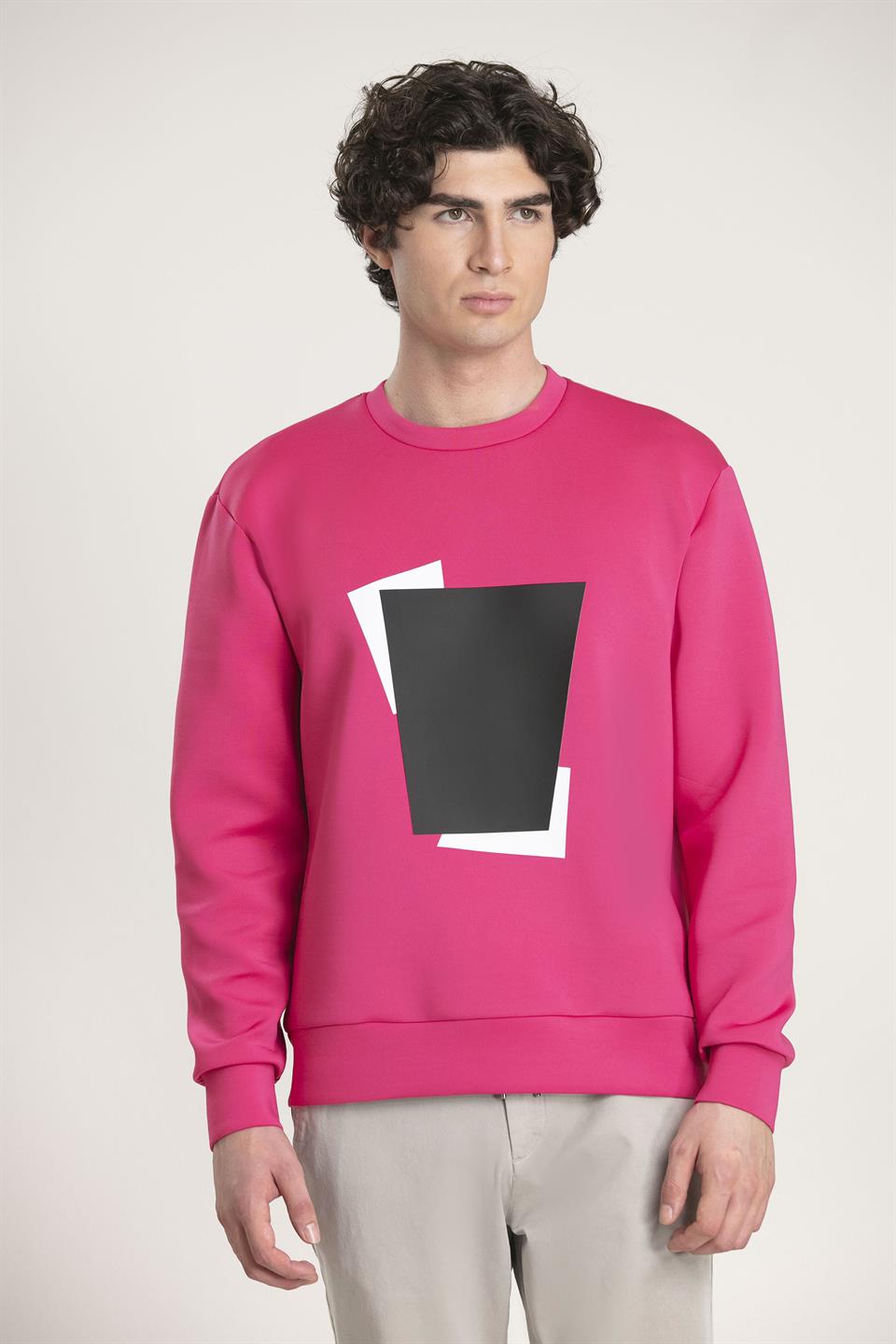 Bisiklet Yaka Önü Baskılı Erkek Sweatshirt